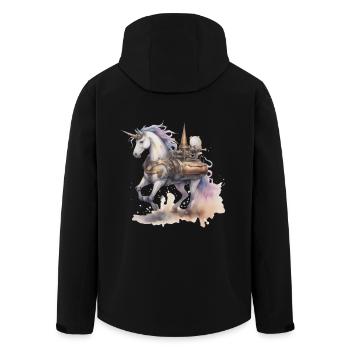 EinhornTechnik Maschine Einhörner Pferd - Recycelte Männer Softshell-Jacke von Stanley/Stella - Schwarz - Hinten - AI Model Male 185 light (185cm)