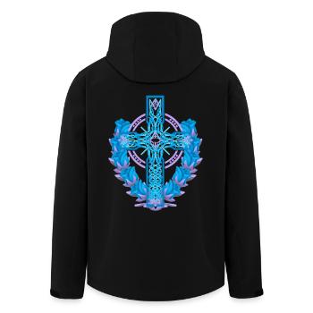Kreuz Kreuze Kruzifix Rosen Blüten Jesus Gott - Recycelte Männer Softshell-Jacke von Stanley/Stella - Schwarz - Hinten - AI Model Male 185 light (185cm)