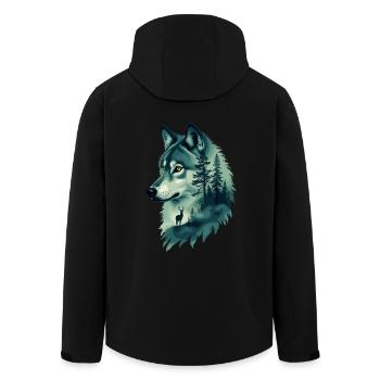 Majestätischer Wolf und Hirsch Natur Kunst - Recycelte Männer Softshell-Jacke von Stanley/Stella - Schwarz - Hinten - AI Model Male 185 light (185cm)