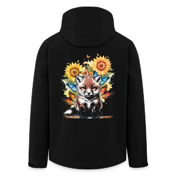 Fuchs Füchse Natur Blumen Kind - Recycelte Männer Softshell-Jacke von Stanley/Stella - Schwarz - Hinten - AI Model Male 185 light (185cm)