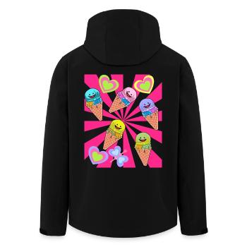 Sommer Eis Eiskrem Waffel Retro Vintage 80er 90er - Recycelte Männer Softshell-Jacke von Stanley/Stella - Schwarz - Hinten - AI Model Male 185 light (185cm)