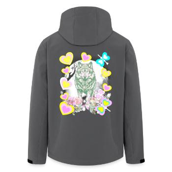 Vintage Retro Wolf Wölfe Kinder Märchen mystisch - Recycelte Männer Softshell-Jacke von Stanley/Stella - Schwarz - Hinten - AI Model Male 185 light (185cm)