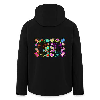 Vintage Rétro Chats Chat Chaton 80s 90s - Veste softshell homme en polyester recyclé Stanley/Stella - noir - Dos - AI Model Male 185 light (185cm)