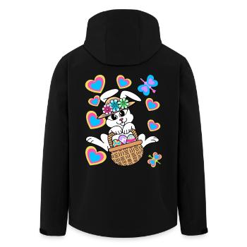 Retro Easter Bunny Bunny Bunny Rabbit Eggs - Men’s Recycled Softshell Jacket by Stanley/Stella - black - Back - AI Model Male 185 light (185cm)