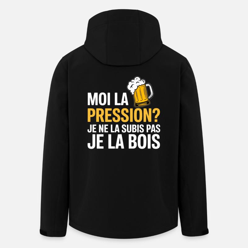 Moi la pression ? Je ne la subis pas, je la bois - Veste softshell homme en polyester recyclé Stanley/Stella - noir