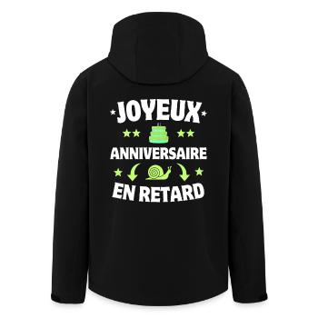 Joyeux Anniversaire en Retard Escargot - Veste softshell homme en polyester recyclé Stanley/Stella - noir - Dos - AI Model Male 185 light (185cm)