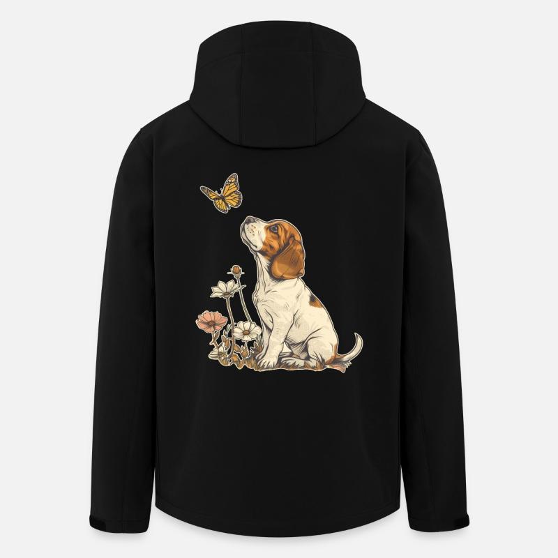 Beagle et papillon - Veste softshell homme en polyester recyclé Stanley/Stella - noir