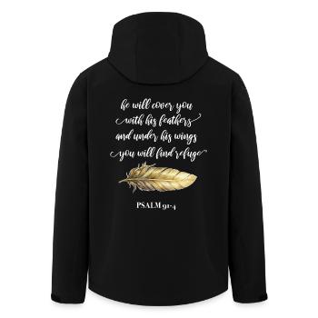 Citation chrétienne - Veste softshell homme en polyester recyclé Stanley/Stella - noir - Dos - AI Model Male 185 light (185cm)