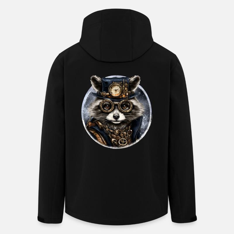 Raton laveur steampunk - Veste softshell homme en polyester recyclé Stanley/Stella - noir