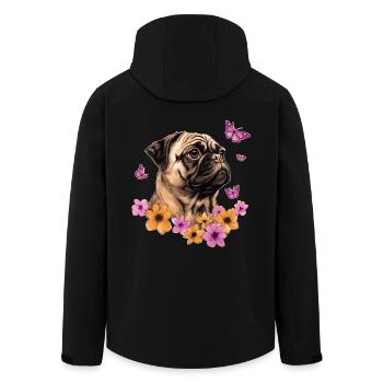 Mops mit Schmetterlingen - Recycelte Männer Softshell-Jacke von Stanley/Stella - Schwarz - Hinten - AI Model Male 185 light (185cm)