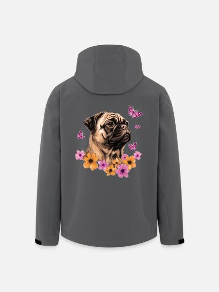 Mops mit Schmetterlingen - Recycelte Männer Softshell-Jacke von Stanley/Stella - Schwarz