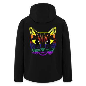 LGBT Katzengesicht Katze Gay Pride Regenbogen Gay - Recycelte Männer Softshell-Jacke von Stanley/Stella - Schwarz - Hinten - AI Model Male 185 light (185cm)
