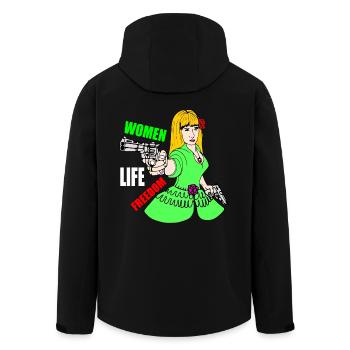 Women life freedom - Men’s Recycled Softshell Jacket by Stanley/Stella - black - Back - AI Model Male 185 light (185cm)