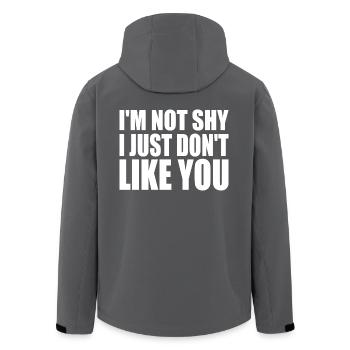 i'm not shy i just don't like you - Men’s Recycled Softshell Jacket by Stanley/Stella - black - Back - AI Model Male 185 light (185cm)