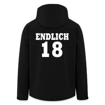 Endlich 18 - Recycelte Männer Softshell-Jacke von Stanley/Stella - Schwarz - Hinten - AI Model Male 185 light (185cm)