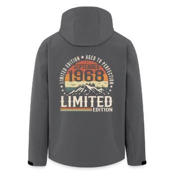 September 1968, September 1968 Birthday Gift - Men’s Recycled Softshell Jacket by Stanley/Stella - black - Back - AI Model Male 185 light (185cm)