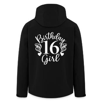 16th Birthday Women Her Birthday Girl 16 Years Old - Men’s Recycled Softshell Jacket by Stanley/Stella - black - Back - AI Model Male 185 light (185cm)