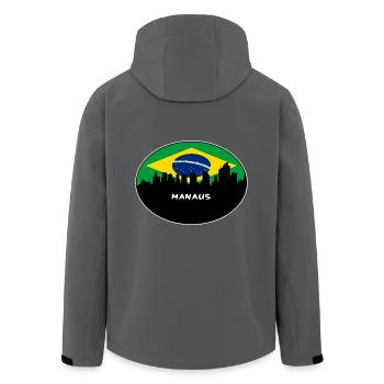 Manaus Brazil Flag Skyline Silhouette Travel - Men’s Recycled Softshell Jacket by Stanley/Stella - black - Back - AI Model Male 185 light (185cm)