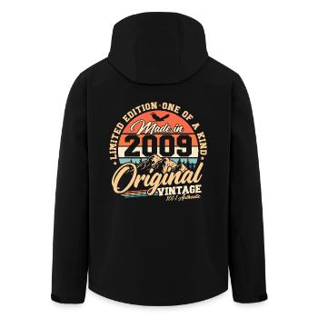 Original 2009 Vintage Vintage Birthday Retro - Men’s Recycled Softshell Jacket by Stanley/Stella - black - Back - AI Model Male 185 light (185cm)
