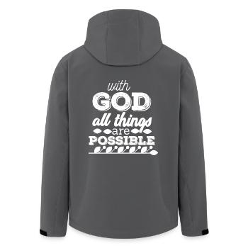 God - Everything is - Men’s Recycled Softshell Jacket by Stanley/Stella - anthracite - Back - AI Model Male 185 light (185cm)