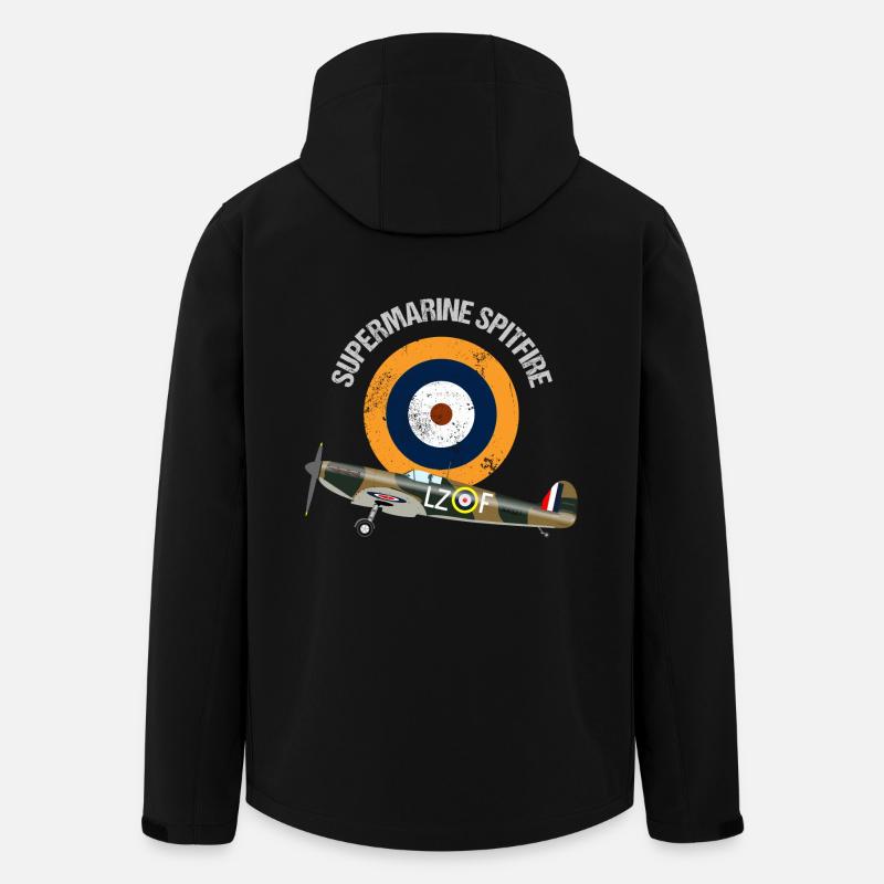 Retro Design Supermarine Spitfire Warbird Airplane - Men’s Recycled Softshell Jacket by Stanley/Stella - black