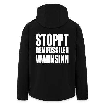 Stoppt den fossilen wahnsinn - Recycelte Männer Softshell-Jacke von Stanley/Stella - Schwarz - Hinten - AI Model Male 185 light (185cm)