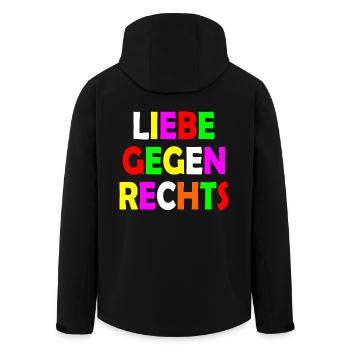 Liebe gegen rechts - Recycelte Männer Softshell-Jacke von Stanley/Stella - Schwarz - Hinten - AI Model Male 185 light (185cm)