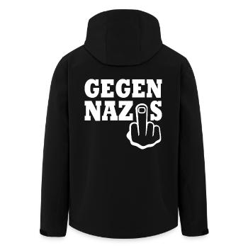 Gegen nazis Mittelfinger - Recycelte Männer Softshell-Jacke von Stanley/Stella - Schwarz - Hinten - AI Model Male 185 light (185cm)