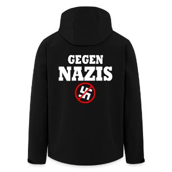 Gegen nazis - Recycelte Männer Softshell-Jacke von Stanley/Stella - Schwarz - Hinten - AI Model Male 185 light (185cm)