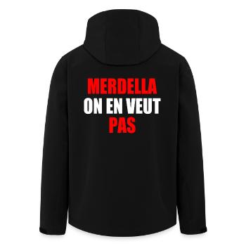 merdella on en veut pas - Men’s Recycled Softshell Jacket by Stanley/Stella - black - Back - AI Model Male 185 light (185cm)