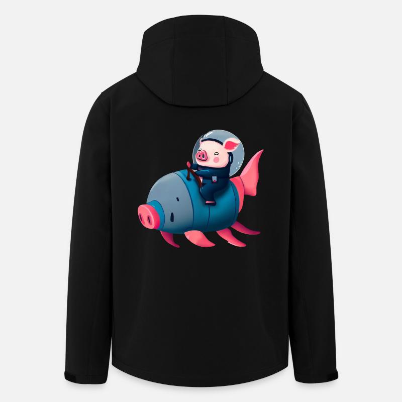 Pig Astronaut sur Pig Rocket - Veste softshell homme en polyester recyclé Stanley/Stella - noir