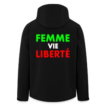 Woman life freedom - Men’s Recycled Softshell Jacket by Stanley/Stella - black - Back - AI Model Male 185 light (185cm)