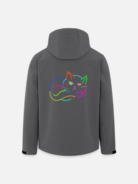 regnbue, kat, farverig, farverig, børn - Stanley/Stella herre softshelljakke i genanvendt polyester - sort