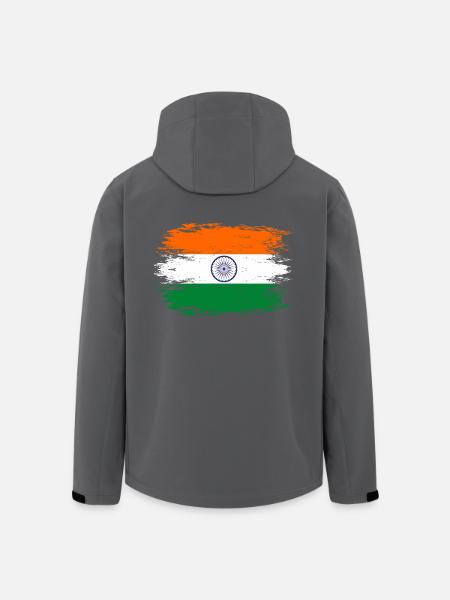 Drapeau de l’Inde aspect utilisé - Veste softshell homme en polyester recyclé Stanley/Stella - noir