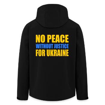 No peace without justice for ukraine - Men’s Recycled Softshell Jacket by Stanley/Stella - black - Back - AI Model Male 185 light (185cm)