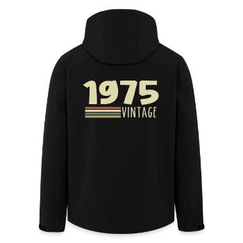 1975-Anniversary-1975-retro-1975 - Men’s Recycled Softshell Jacket by Stanley/Stella - black - Back - AI Model Male 185 light (185cm)