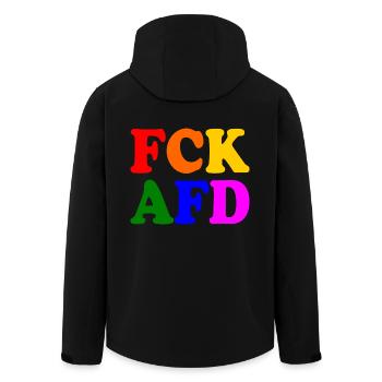 Fck afd - Recycelte Männer Softshell-Jacke von Stanley/Stella - Schwarz - Hinten - AI Model Male 185 light (185cm)