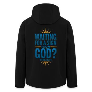 Signs from God - Men’s Recycled Softshell Jacket by Stanley/Stella - black - Back - AI Model Male 185 light (185cm)