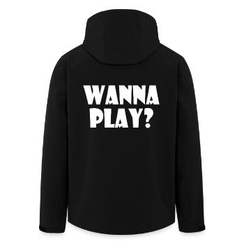 Wanna play - Men’s Recycled Softshell Jacket by Stanley/Stella - black - Back - AI Model Male 185 light (185cm)