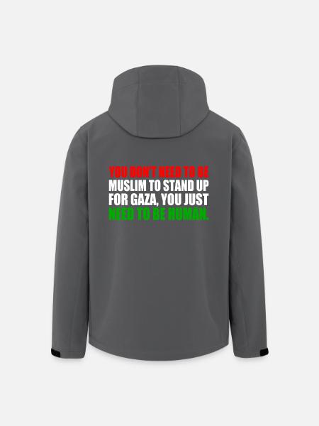 you don't need to be muslim to stand up for gaza - Stanley/Stella herre softshelljakke i genanvendt polyester - sort