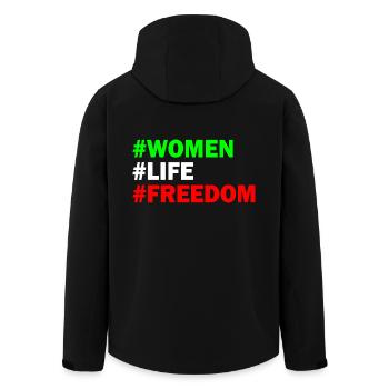 Women life freedom - Recycelte Männer Softshell-Jacke von Stanley/Stella - Schwarz - Hinten - AI Model Male 185 light (185cm)