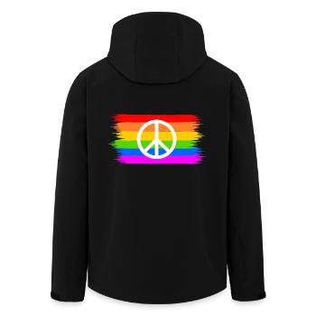 Signe de paix sur la bannière arc-en-ciel LGBT - Veste softshell homme en polyester recyclé Stanley/Stella - noir - Dos - AI Model Male 185 light (185cm)
