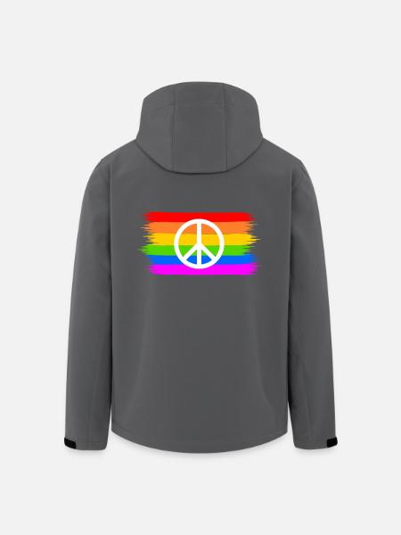 Peacezeichen auf LGBT Regenbogenfahne - Recycelte Männer Softshell-Jacke von Stanley/Stella - Schwarz