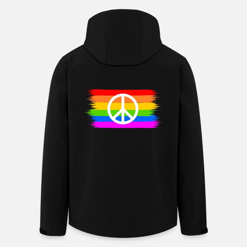 Peacezeichen auf LGBT Regenbogenfahne - Recycelte Männer Softshell-Jacke von Stanley/Stella - Schwarz