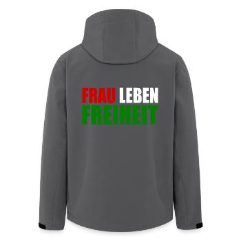 Frau leben freiheit - Recycelte Männer Softshell-Jacke von Stanley/Stella - Schwarz - Hinten - AI Model Male 185 light (185cm)