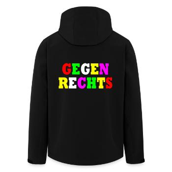 Gegen rechts - Recycelte Männer Softshell-Jacke von Stanley/Stella - Schwarz - Hinten - AI Model Male 185 light (185cm)