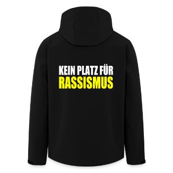 kein platz für rassismus - Recycelte Männer Softshell-Jacke von Stanley/Stella - Schwarz - Hinten - AI Model Male 185 light (185cm)