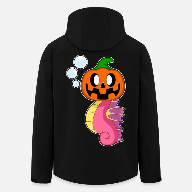 Hippocampe Halloween citrouille - Veste softshell homme en polyester recyclé Stanley/Stella - noir