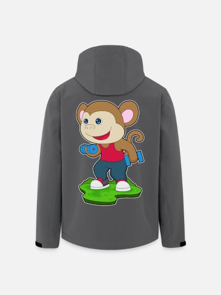 Monkey Bodybuilder Dumbbells Bodybuilding - Men’s Recycled Softshell Jacket by Stanley/Stella - black
