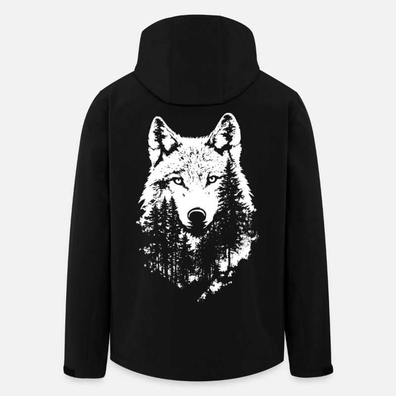 Wolf Gesicht Wald Silhouette - Recycelte Männer Softshell-Jacke von Stanley/Stella - Schwarz